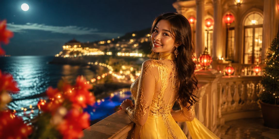 Không gian giải trí casino và thể thao tại Đà Lạt với trang phục áo dài truyền thống
