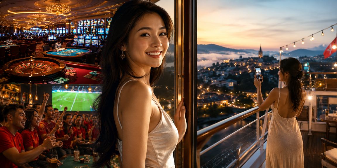 Người dùng theo dõi sự kiện thể thao trên điện thoại trong thời tiết mát Đà Lạt