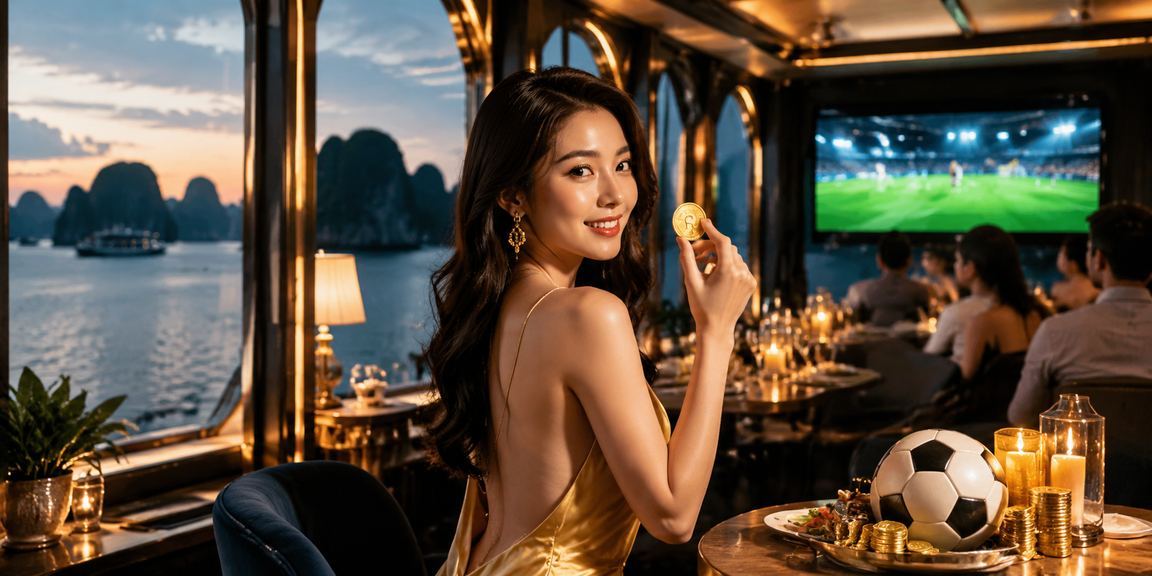 Người dùng xem kèo bóng đá và thưởng cà phê bên Vịnh Hạ Long